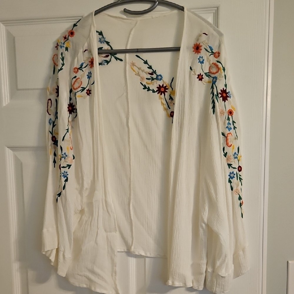 Boohoo Embroidered Floral Open Cardigan